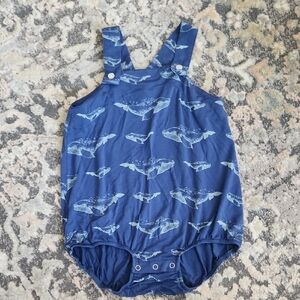 Blue Whale Print Baby Bubble Romper